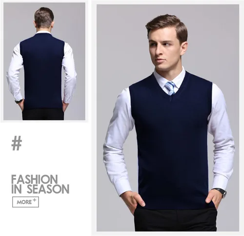 Miniatura 19 de Amussiar Suéter casual para hombre, chaleco con cuello en V, ajustado, sin mangas, suéter de punto