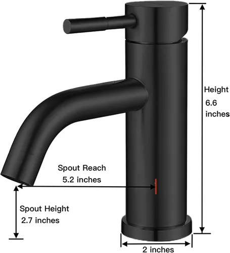 Miniatura 5 de Grifo de Baño Moderno de Una Sola Manija de Un Solo Orificio Negro Mate Grifo de Lavabo de Baño de Acero Inoxidable Grifo de Lavabo Comercial