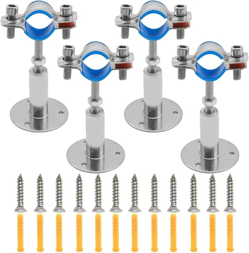 EATAKWARD 4 soportes de tubo de techo de acero inoxidable 304 para montaje en pared, rango de 1.969-3.937 in, abrazadera de correa de tubo ajustable