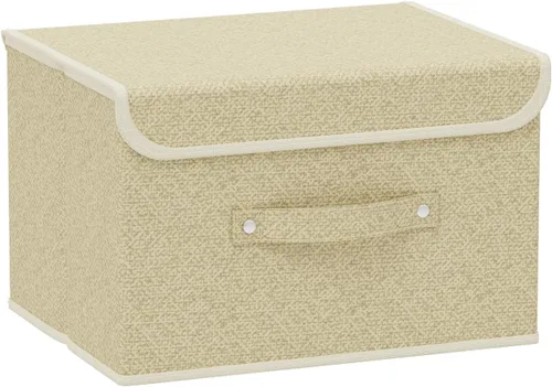 Miniatura 13 de Cajas de almacenamiento, contenedores de almacenamiento plegables con tapas, cestas de almacenamiento de tela de algodón y lino con asa