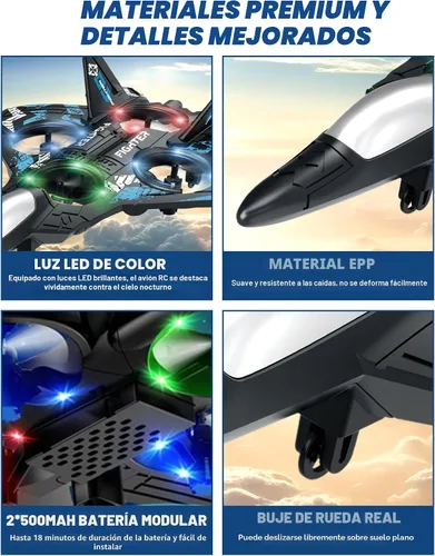 Miniatura 5 de Drones para niños con forma de avión a control remoto, avión de control remoto, aviones para niños y niñas, drones helicópteros con luces LED