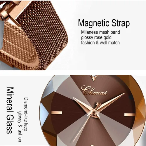 Miniatura 4 de MASTOP Reloj de pulsera de pulsera de acero inoxidable con correa magnética de cara de cristal para mujer