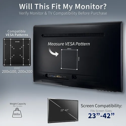 Miniatura 3 de VIVO Placa de Adaptador de Soporte VESA para TV y Monitor de Acero para Pantallas de 23" a 42" Kit de Conversión para VESA de hasta 200x200mm