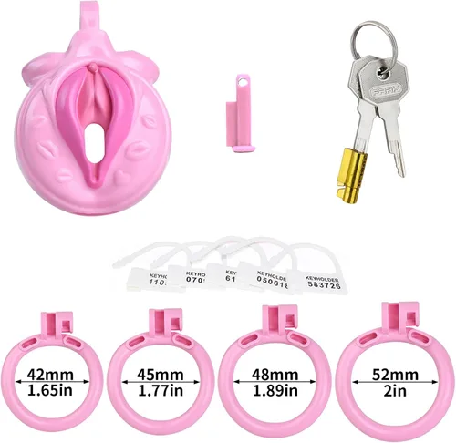 Miniatura 6 de Dispositivo de castidad masculina, jaula de castidad pequeña, mini jaula de resina, juguetes sexuales para hombres con 4 anillos de diferentes