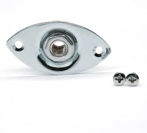 Metal 1/4 "Oval Guitarra Entrada Jack Salida Placa Jackplate Socket para Fender Strat Tele (Cromo)