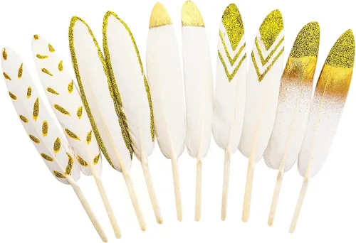 Miniatura 20 de 50 piezas de plumas de ganso naturales de 5 estilos, accesorios de ropa, paquete de estilos arcoíris, decoración de Pascua, Navidad, ropa