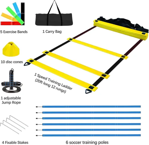 Miniatura 6 de Haootadiy Varas de Entrenamiento de Agilidad de Fútbol Equipo de Fútbol Ajustable para Entrenamiento Incluye 6 Varas de Agilidad Flexibles
