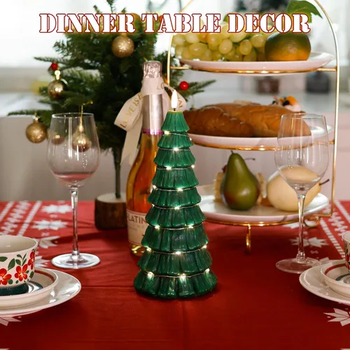 Miniatura 6 de Velas de árbol de Navidad sin llama con control remoto, vela LED de llama parpadeante de 3D operada por batería con cadena de luz estrellada, velas