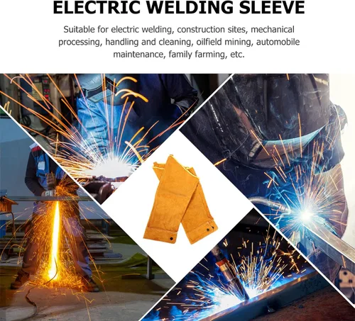 Miniatura 8 de STAHAD Leather Welding Sleeves Arm Guard Heat Resistant Oversleeves Protector for Welding Work, 1 Pair Cowhide Protective Thermal Shield Sleeves