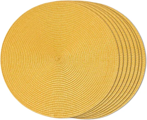 Miniatura 35 de FunWheat Juego de 6 manteles individuales redondos trenzados para mesas de comedor, tejidos, lavables, antideslizantes, de 15 pulgadas
