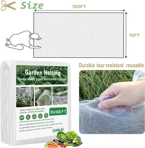 Miniatura 4 de GonLei Red de jardín de 10 x 100 pies ultra fina para protección del jardín, red de jardín para camas elevadas, mosquitera para arbustos de Red