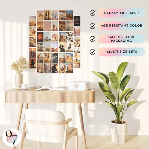 Miniatura 5 de 97 Decor Decoración de habitación occidental para dormitorio, decoración de pared occidental, impresiones de arte occidental, kit de collage