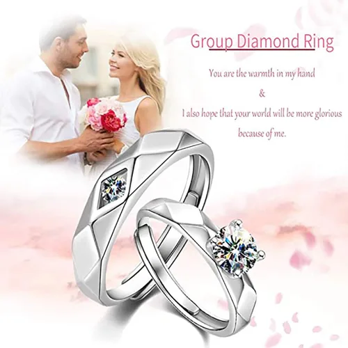 Miniatura 4 de Sunamy Fashion - Anillo de compromiso para hombre y mujer, ajustable S925 plata CZ