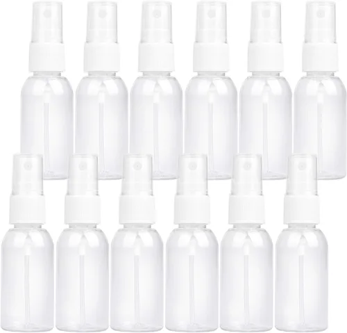 Miniatura 11 de TRENDBOX Paquete de 12 botellas vacías de plástico transparente de niebla fina de 2.0 fl oz (2 oz)