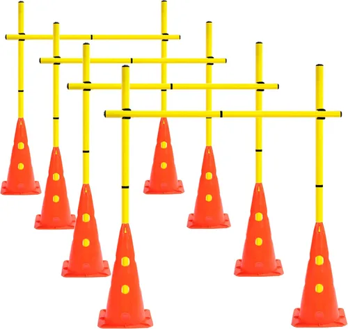 Juego de bastones de agilidad y obstáculos desmontables de entrenamiento de velocidad, juego de 8 conos de entrenamiento y 12 postes de agilidad
