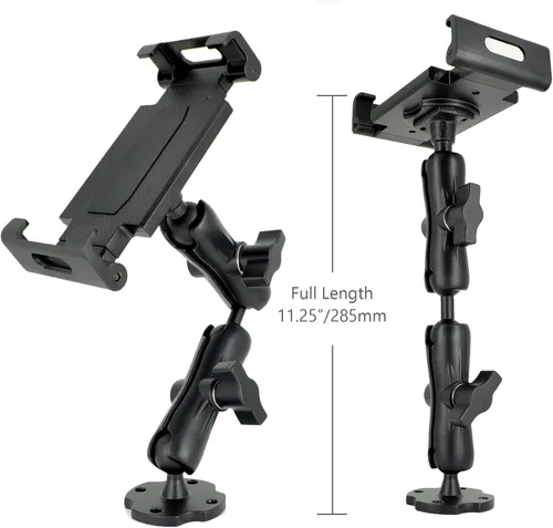 Miniatura 7 de VAUBORTTI Soporte de aluminio resistente para tablet de doble brazo con base de taladro de rotación de 360° de 4 puntos, se adapta a tabletas de 6.5