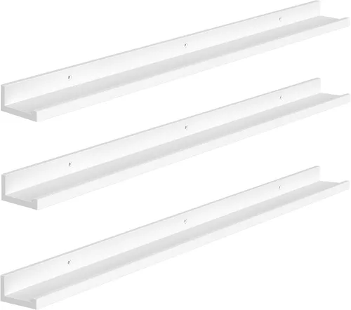 Miniatura 15 de HOOBRO - Estantes flotantes, juego de 3, estante colgante de 35.4 pulgadas con borde elevado y soportes invisibles, para baño, dormitorio, cocina