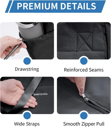 Miniatura 8 de sportsnew Bolsa para esterilla de yoga, bolsas de gimnasio para mujeres y hombres con bolsillo impermeable y gancho y bucle, almacenamiento de Negro