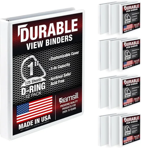 Miniatura 147 de Samsill Carpeta duradera de 1.5 pulgadas, fabricada en los Estados Unidos, carpeta de anillos en D, carpeta transparente personalizable, color rojo