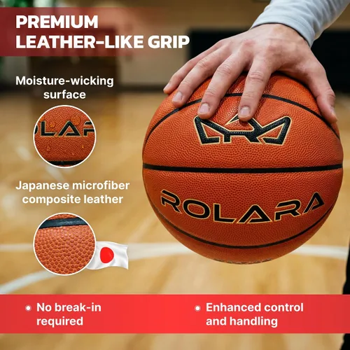 Miniatura 2 de Balón de baloncesto profesional aprobado por la NFHS de cuero compuesto japonés con vejiga de butilo para una retención de aire superior, pelota