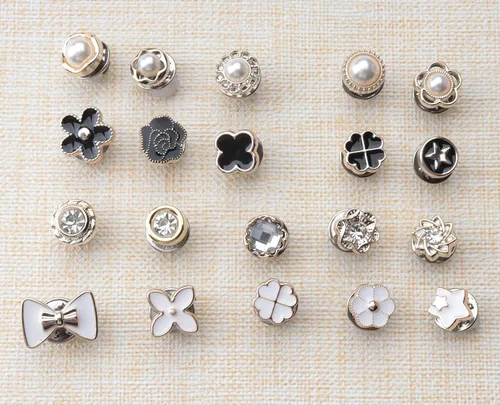 Miniatura 6 de SOWAKA 20 piezas de broche para camisa para mujer, perlas, diamantes de imitación, esmaltados, alfileres de seguridad, accesorios de ropa