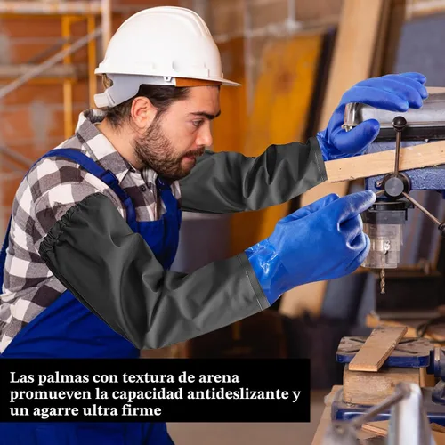 Miniatura 6 de Guantes de trabajo resistentes a productos químicos de PVC de Haiou, de goma larga, resistentes al agua, para trabajo con productos químicos