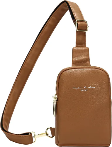 Cangureras cruzadas para mujer, bolso bandolera de piel sintética, bolso pequeño para viajes (marrón fucsia), Estilo-marrón1-1, Bolso bandolera para