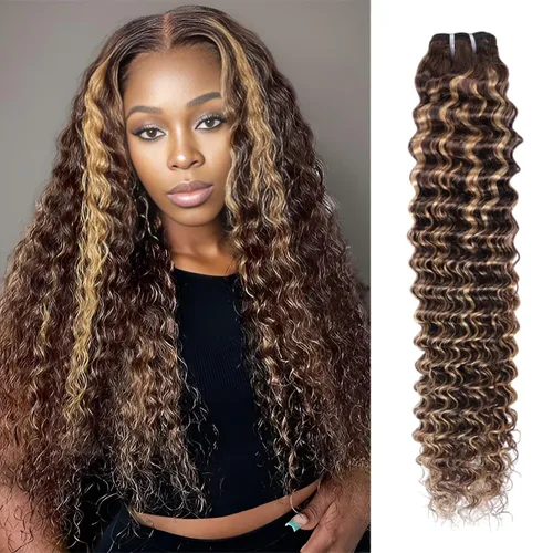 Miniatura 20 de Manojos de cabello humano ondulado profundo de 12, 14, 16 pulgadas, paquetes de ondas de agua, 100% sin procesar, 10A, cabello humano virgen