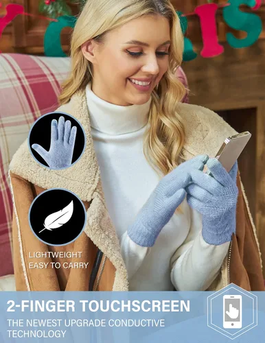Miniatura 6 de FZ FANTASTIC ZONE Women Winter Warm Knit Touchscreen Gloves Cold Weather with Thermal Fleece Lined