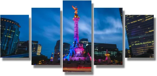 Miniatura 29 de Arte de pared con bandera de México para sala de estar, pintura de pared con textura envejecida y colorida de la bandera de México, 3 piezas