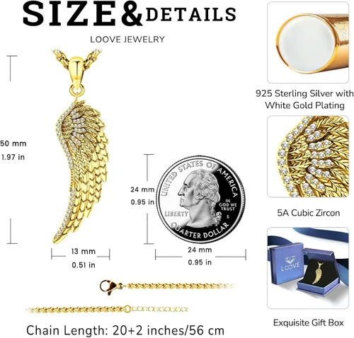 Miniatura 129 de Collar de alas de ángel de plata de ley 925, ángel de la guarda, enfermera RN caduceo, dije de ángel de cristal, joyería de regalo para mujer
