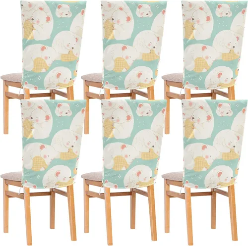 Juego de 6 fundas decorativas para sillas de comedor retro de Tasmania con dibujos animados, color verde claro, para sillas de comedor