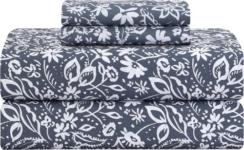 Miniatura 13 de Feather & Stitch - Juego de sábanas de 100 % algodón más suaves, ropa de cama de tejido percal de 300 hilos, bolsillo profundo de 16 pulgadas, Floral