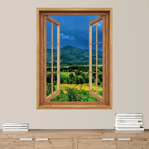 Miniatura 30 de SIGNWIN Adhesivo mural removible para pared, atardecer cielo naranja, otoño, bosque, árbol, paisaje, naturaleza, arte fino, rústico, paisaje