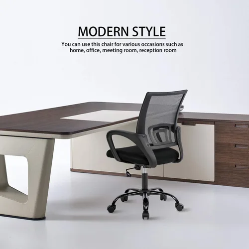 Miniatura 7 de Silla de oficina en casa, silla de escritorio ergonómica, silla de computadora de malla con soporte lumbar, reposabrazos, sillas de escritorio Negro