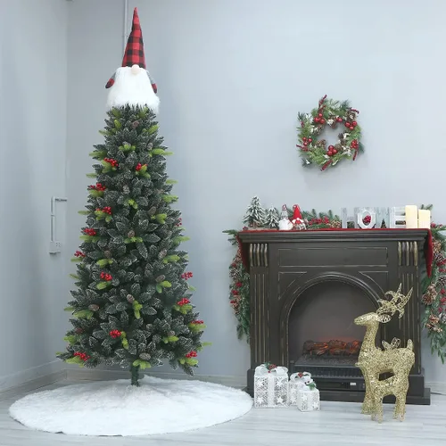 Miniatura 2 de Sattiyrch - Falda de árbol de Navidad de piel sintética, adornos navideños rosas para árbol de Navidad de 10 pies,12 pies (blanco, 59 pulgadas)