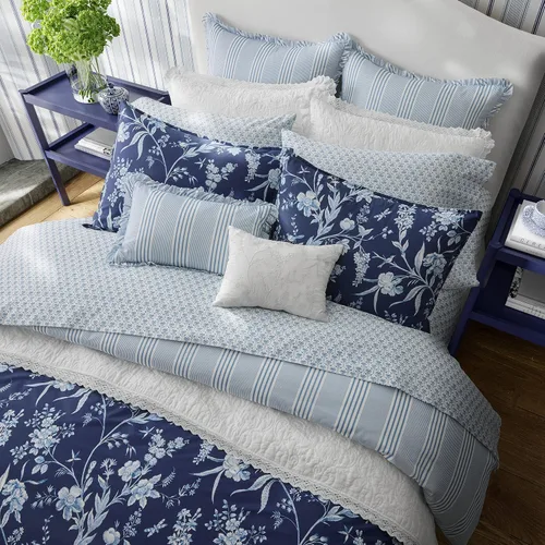 Miniatura 3 de Laura Ashley - Juego de edredón tamaño King, juego de ropa de cama reversible de algodón, incluye fundas a juego con fundas europeas y fundas