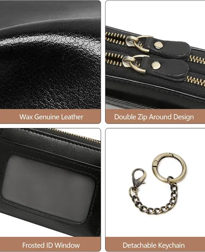 Miniatura 5 de TFKGS Tarjetero de crédito para mujer, cartera RFID de cuero para mujer con bloqueo de cremallera, llavero para tarjetas de acordeón, regalos