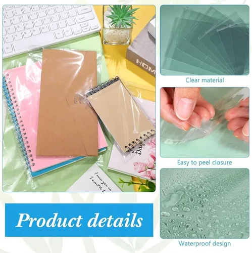 Miniatura 3 de Kosiz 600 bolsas de celofán transparente de plástico de polietileno para camisas, bolsas de ropa resellables a granel, paquetes autoadhesivos