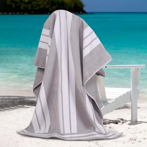 Miniatura 15 de Superior Juego de toallas de playa de algodón de gran tamaño de 4 piezas, toallas absorbentes para baño, playa, piscina, natación, adultos, niños
