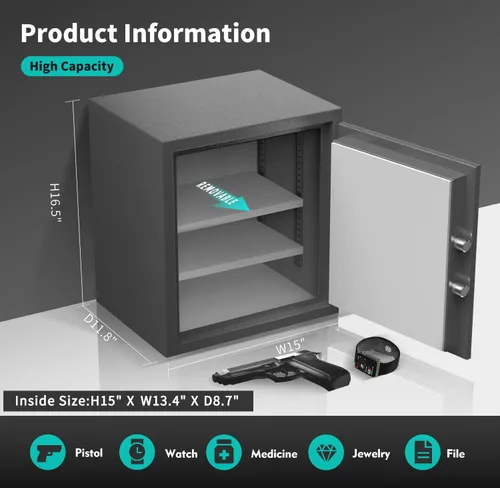 Miniatura 5 de Caja fuerte electrónica AEGIS de 0,8 pies cúbicos - Caja fuerte de seguridad con teclado digital para el hogar/oficina, caja de efectivo de acero