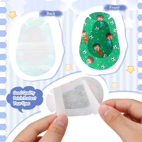 Miniatura 3 de Copkim 40 piezas de parches adhesivos para ojos para niños, 20 estilos, transpirables, para niños, paquete grande, bloqueando la luz, vendajes