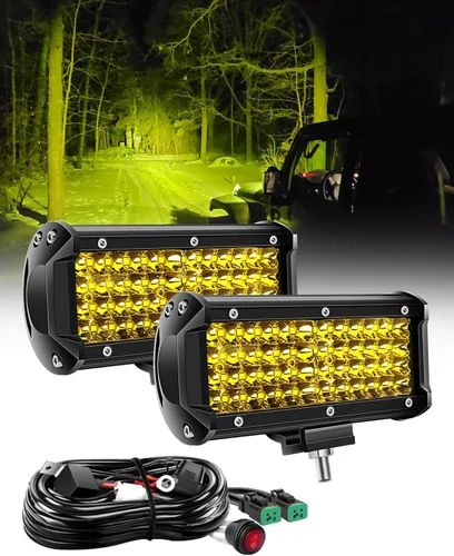 Miniatura 12 de 2 piezas de cápsulas LED de 4.5 pulgadas, 50 W, 4,550 lm, luces cúbicas con luz DRL ámbar, foco de conducción, luz de trabajo todoterreno, luces