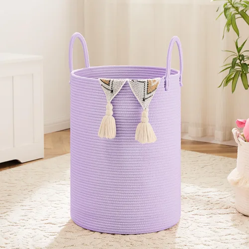 Miniatura 10 de Artfeel - Cesto para la ropa sucia de cuerda de algodón tejida, para guardar ropa sucia, juguetes y mantas en el baño, la habitación del bebé