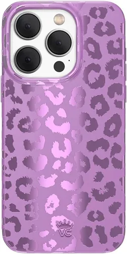 VELVET CAVIAR Funda para iPhone 15 Pro, compatible con MagSafe, probada en caídas de 10 pies, estampado de leopardo y amatista púrpura