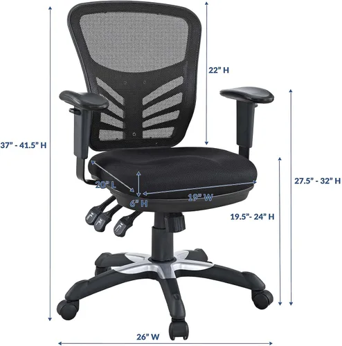 Miniatura 3 de Modway EEI-757-BLK Silla de oficina ergonómica articulada de malla en negro Color negro.