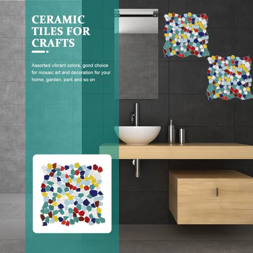 Miniatura 3 de Azulejos de mosaico de cerámica para manualidades a granel, azulejos de mosaico verde de varios tamaños y formas, azulejos de porcelana rotos