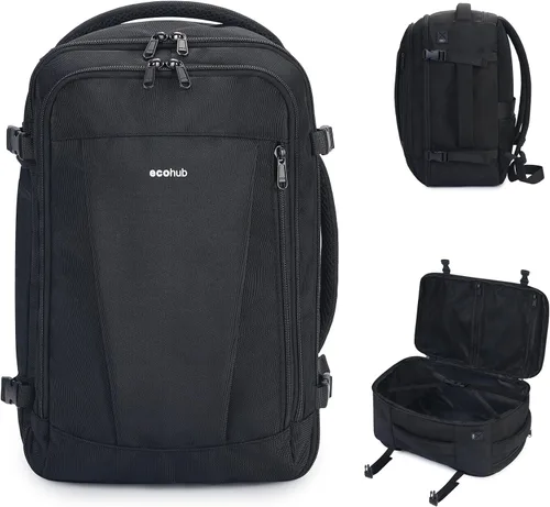 Miniatura 8 de ECOHUB United Airlines - Mochila de viaje pequeña de 17 pulgadas, bolsa de artículos personales de 16.7 x 10 x 8 pulgadas con 13 bolsillos con Negro
