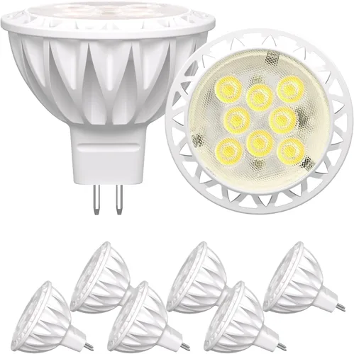 Miniatura 12 de Paquete de 12 bombillas LED MR16, equivalente a 50 W, 5000 K luz blanca diurna 5 W GU5.3 MR16 12 V, ángulo de haz de 38 grados para paisaje, 5000K