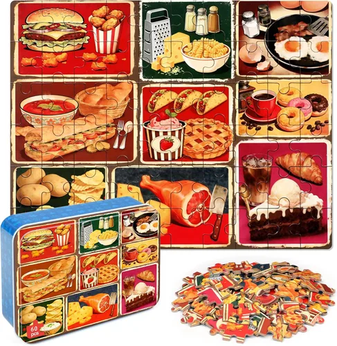 Miniatura 8 de LELEMON Rompecabezas para niños de 4 a 6 años, paquete de 6 rompecabezas de 100 piezas para niños de 4 a 8 años en una caja de metal, rompecabezas